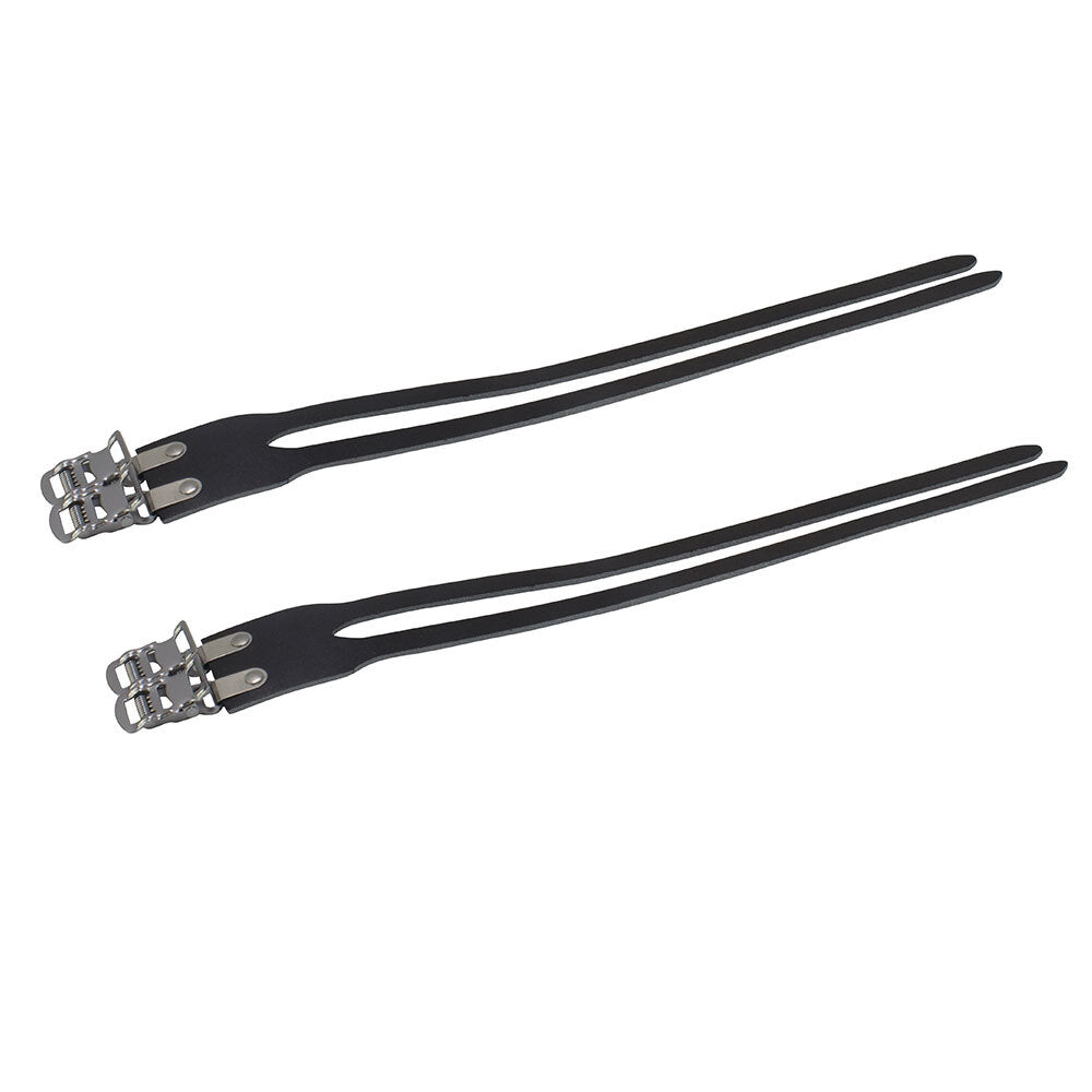 PRO+ Leather Double Toe Straps Bike M.T.B. Road, Fixie Bicycle Pedal Strap BLACK