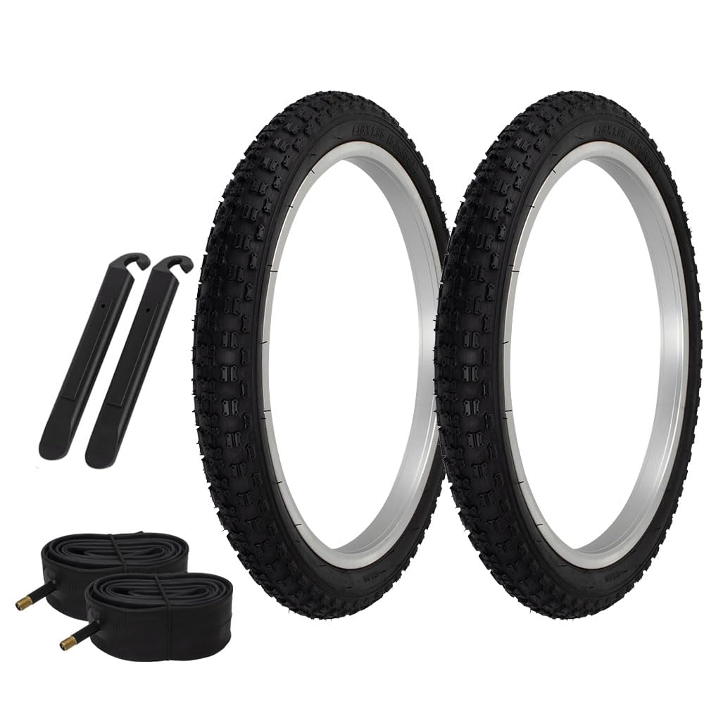 PRO+ HIGH Performance Bicycle BMX TIRE 18" X 1.95 All Black COMP III Tires W/Tubes & TIRE LEEVERS 6PC Set.