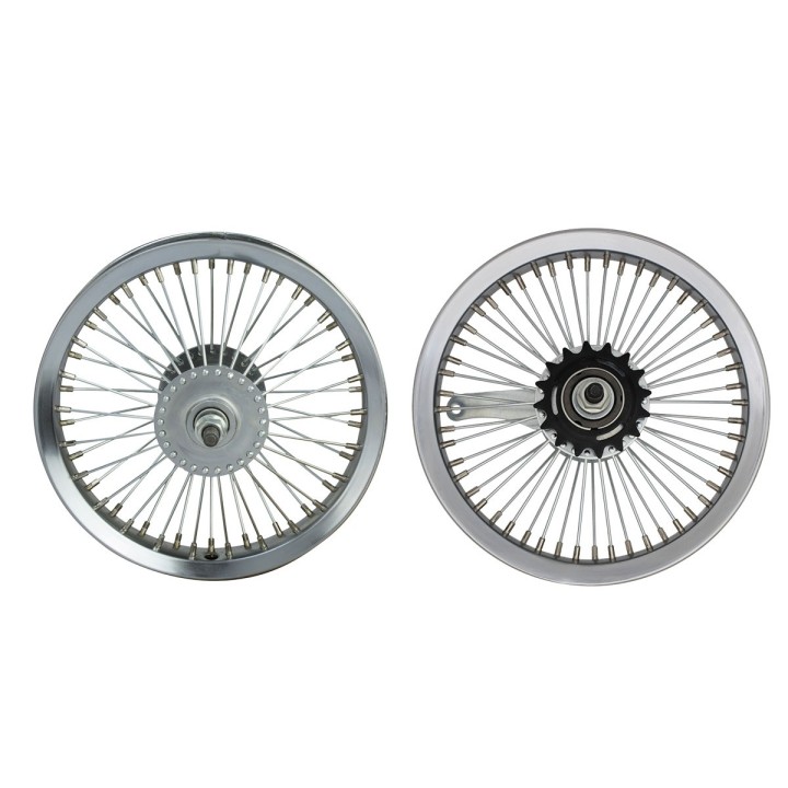 OG Lowrider Classic  12"  Wheel Set (Front & Coaster) 52 Spokes (Single Wall, 14g Stainless Steel Spokes, 3/8" Axle) Chrome