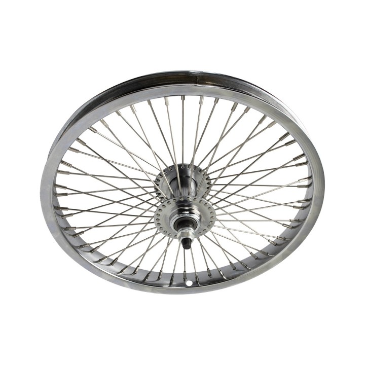 OG lowrider Classic 16" Wheel 52 Spokes Front Steel Chrome (Single Wall, 14g Stainless Steel Spokes, 3/8" Axle)