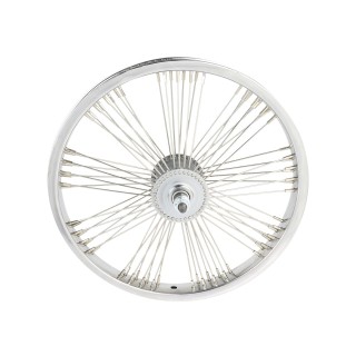OG lowrider16" Wheel 72 Fan Spokes Front Steel Chrome (Single Wall, 14g Stainless Steel Spokes, 3/8" Axle)