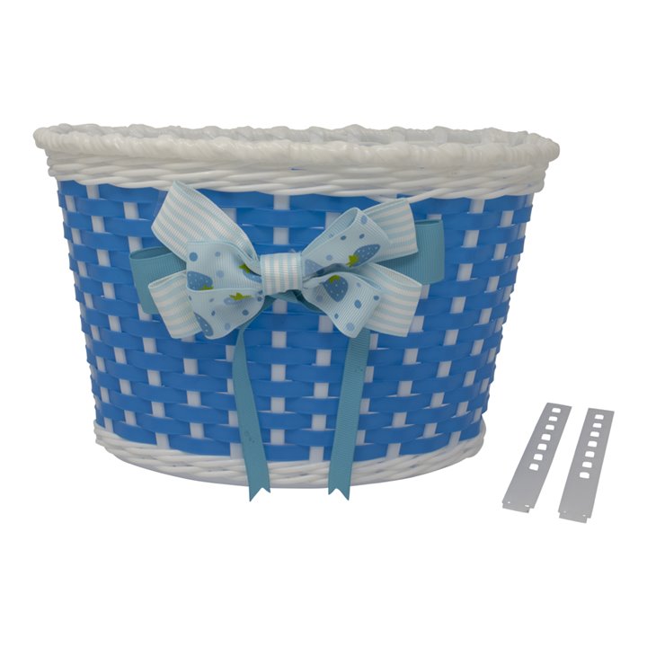 Plastic Weave Basket 12/16" Blue/White