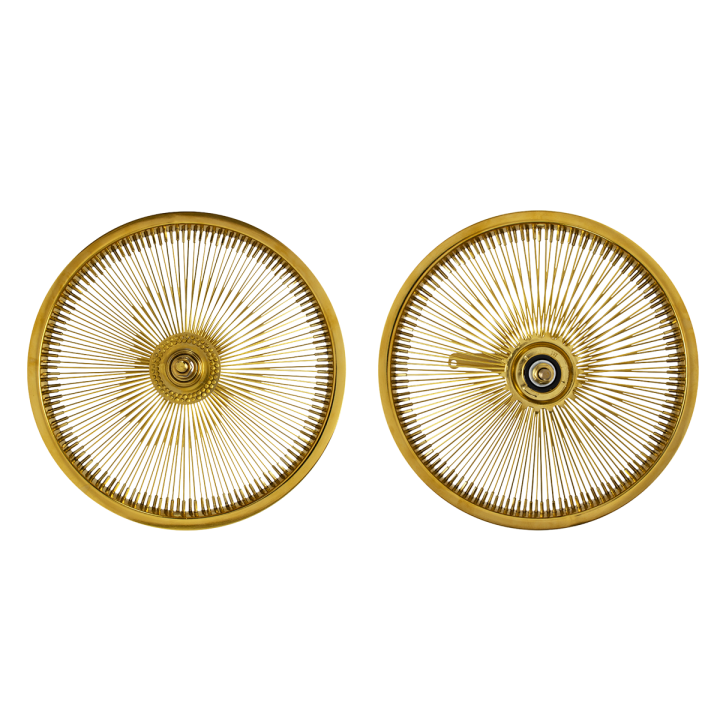 OG Lowrider Classic 16" Wheel Set (Front & Coaster) 144 Spokes (Single Wall, 14g Stainless Steel Spokes, 3/8" Axle) Gold
