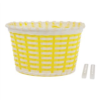 Plastic Weave Basket 12/16" Yellow/White