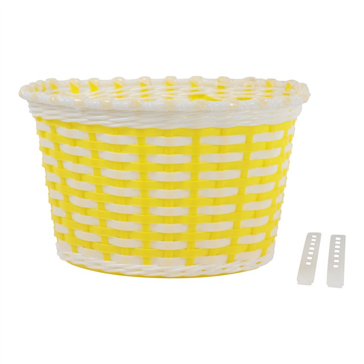Plastic Weave Basket 12/16" Yellow/White