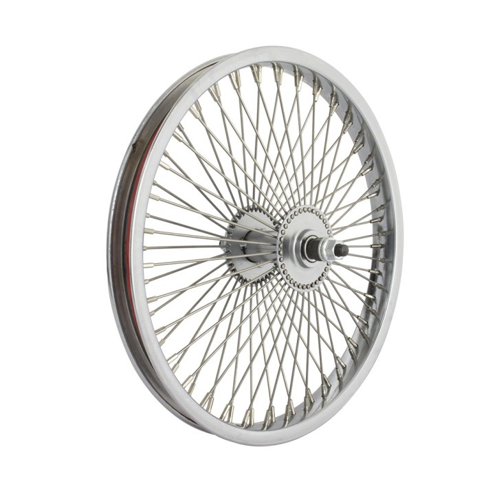 OG lowrider Classic 16" Wheel 72 Spokes Front Steel Chrome (Single Wall, 14g Stainless Steel Spokes, 3/8" Axle)