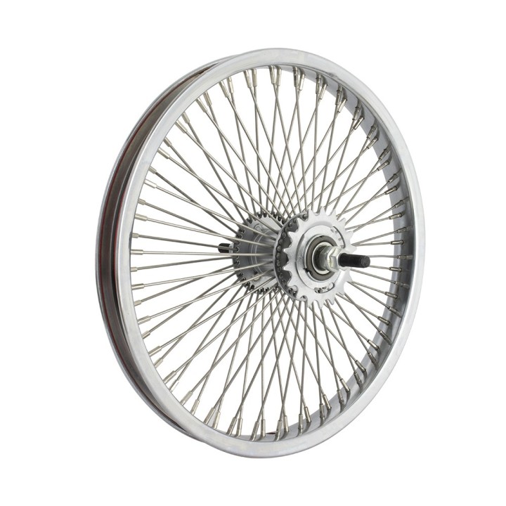 OG lowrider Classic 16" Wheel 72 Spokes Coaster Steel Chrome (Single Wall, 14g Stainless Steel Spokes, 3/8" Axle)
