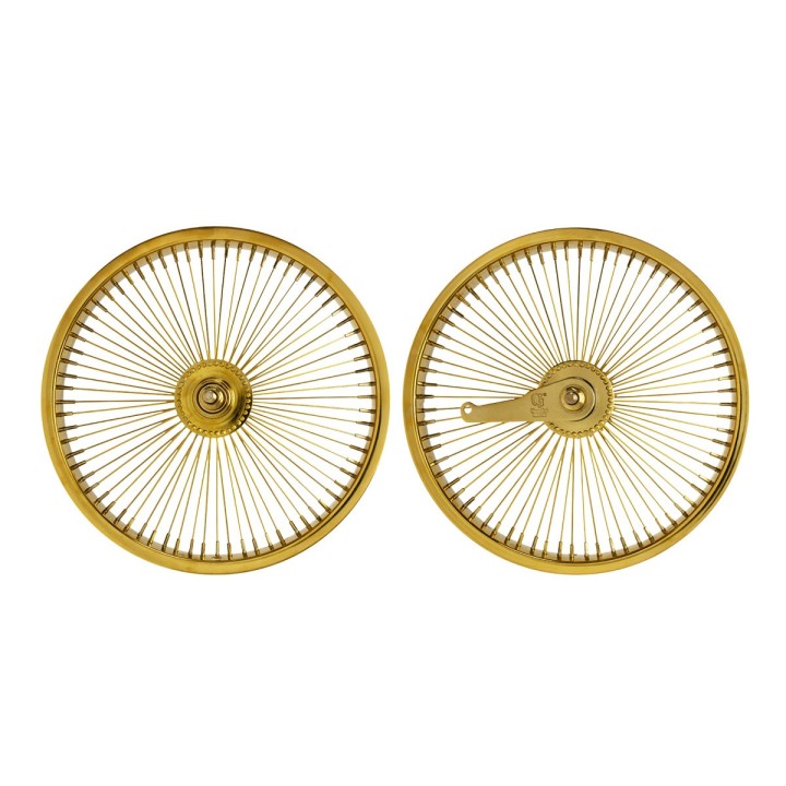 OG Lowrider Classic 16" Wheel Set (Front & Coaster) 72 Spokes (Single Wall, 14g Stainless Steel Spokes, 3/8" Axle) Gold