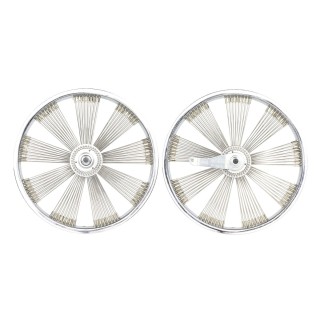 OG Lowrider Classic  16" Wheel Set (Front & Coaster) 144 Fan (Single Wall, 14g Stainless Steel Spokes, 3/8" Axle) Chrome  , 16 I
