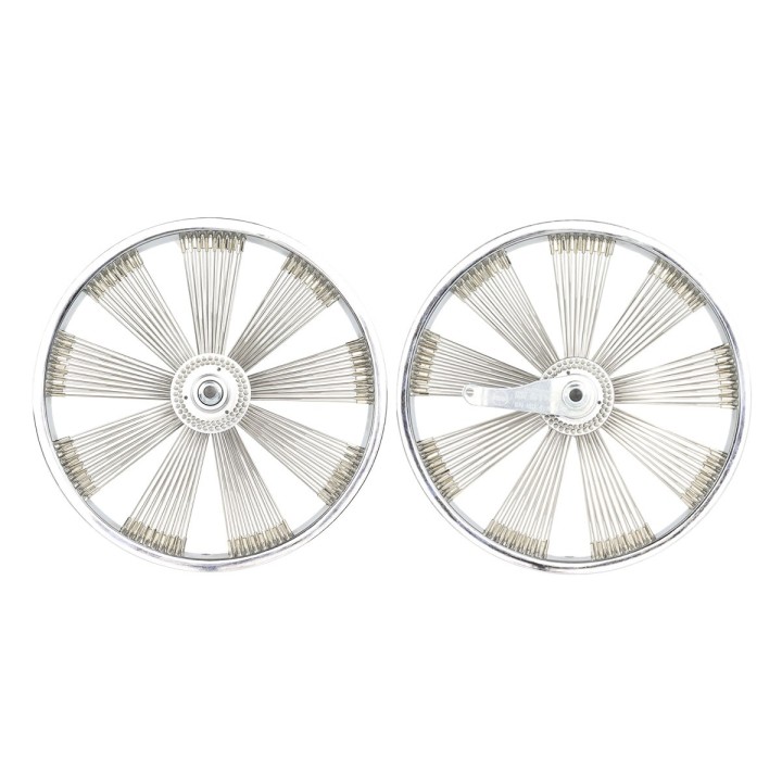 OG Lowrider Classic  16" Wheel Set (Front & Coaster) 144 Fan (Single Wall, 14g Stainless Steel Spokes, 3/8" Axle) Chrome  , 16 I