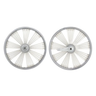 OG Lowrider Classic  16" Wheel Set (Front & Coaster) 72 Fan (Single Wall, 14g Stainless Steel Spokes, 3/8" Axle) Chrome