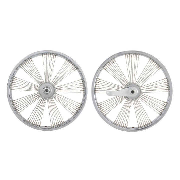 OG Lowrider Classic  16" Wheel Set (Front & Coaster) 72 Fan (Single Wall, 14g Stainless Steel Spokes, 3/8" Axle) Chrome