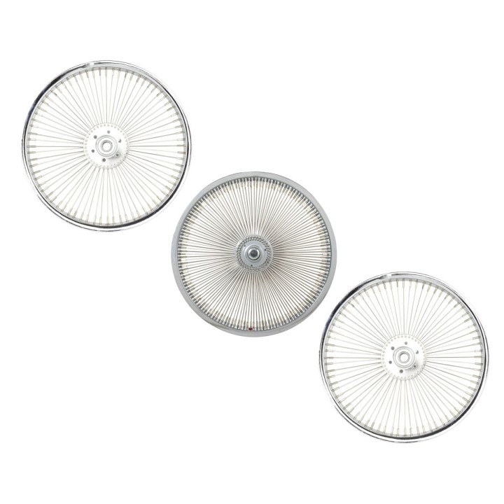 OG Lowrider Classic  16" Wheel Set (Front & 2 x Hollow Hub) 72 Spokes (SingleWall, 14g Steel Spokes, 3/8" Axle) Chrome