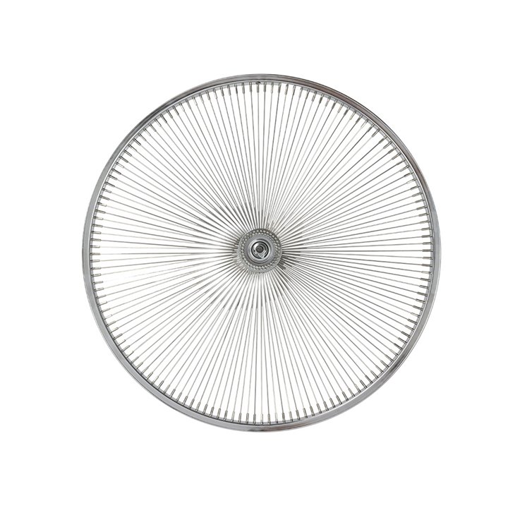 Wheel 26" 144 Spoke Fan Front Steel Chrome (Single Wall, 14g Stainless Spokes, 3/8" Axle)