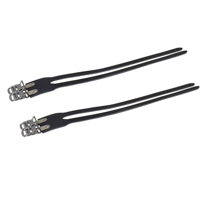 PRO+ Leather Double Toe Straps Bike M.T.B. Road, Fixie Bicycle Pedal Strap BLACK