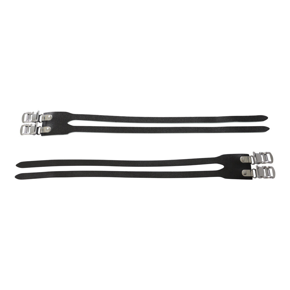PRO+ Leather Double Toe Straps Bike M.T.B. Road, Fixie Bicycle Pedal Strap BLACK