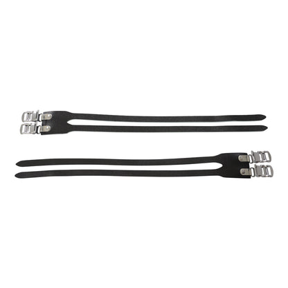 PRO+ Leather Double Toe Straps Bike M.T.B. Road, Fixie Bicycle Pedal Strap BLACK