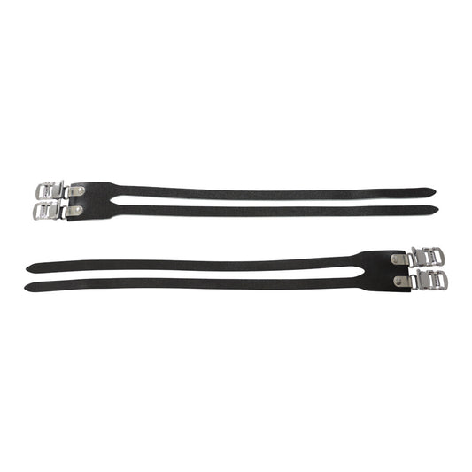 PRO+ Leather Double Toe Straps Bike M.T.B. Road, Fixie Bicycle Pedal Strap BLACK