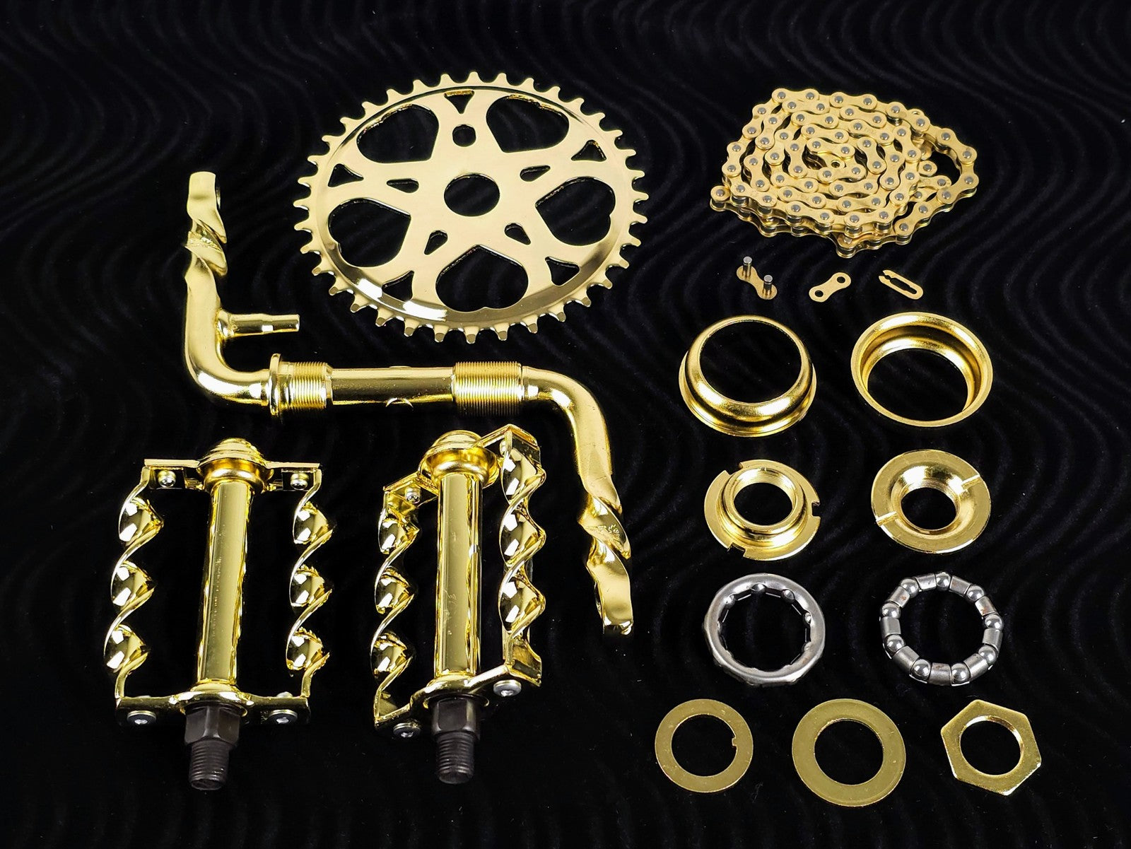 OG LOWRIDER - Twisted CRANK PKG - Heart Flat Twisted Pedal Gold