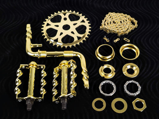 OG LOWRIDER - Twisted CRANK PKG - Heart Flat Twisted Pedal Gold