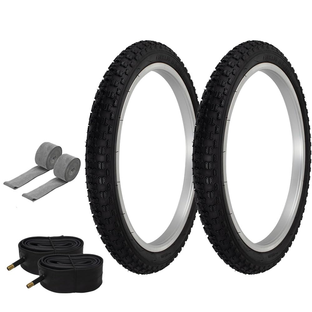 PRO+ HIGH Performance Bicycle BMX TIRE 18" X 1.95 All Black COMP III Tires W/Tubes & Rim Strips 6PC Set