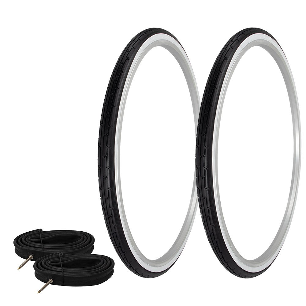 PRO+ Tires 700 x 35 Black/White P-1180 W/ Heavy Duty Tubes 60mm Presta Valve