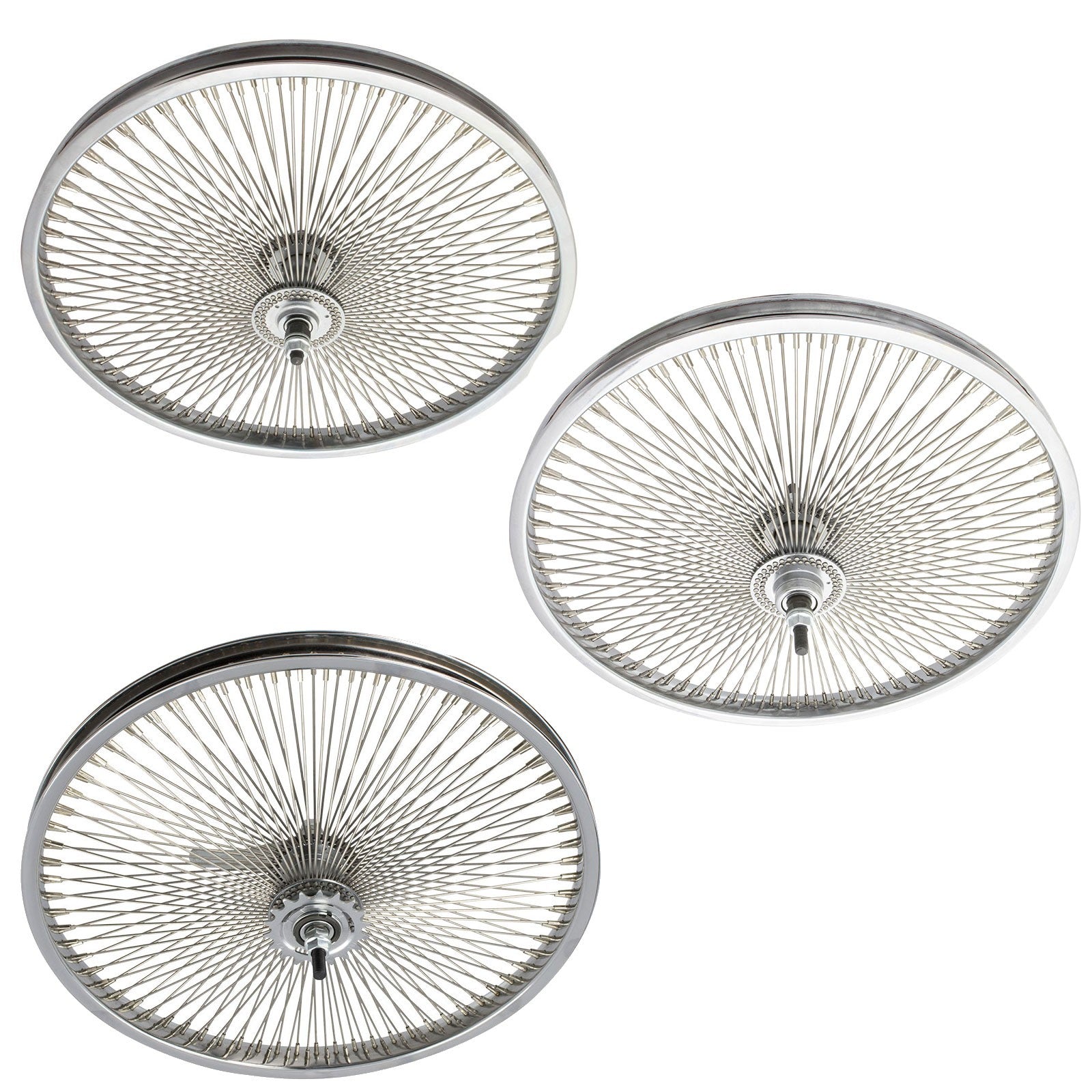 NEW! 20" ORIGINAL FRONT,COASTER, OR FREEWHEEL IN 144 SPOKE CHROME IN 3/8 AXLE